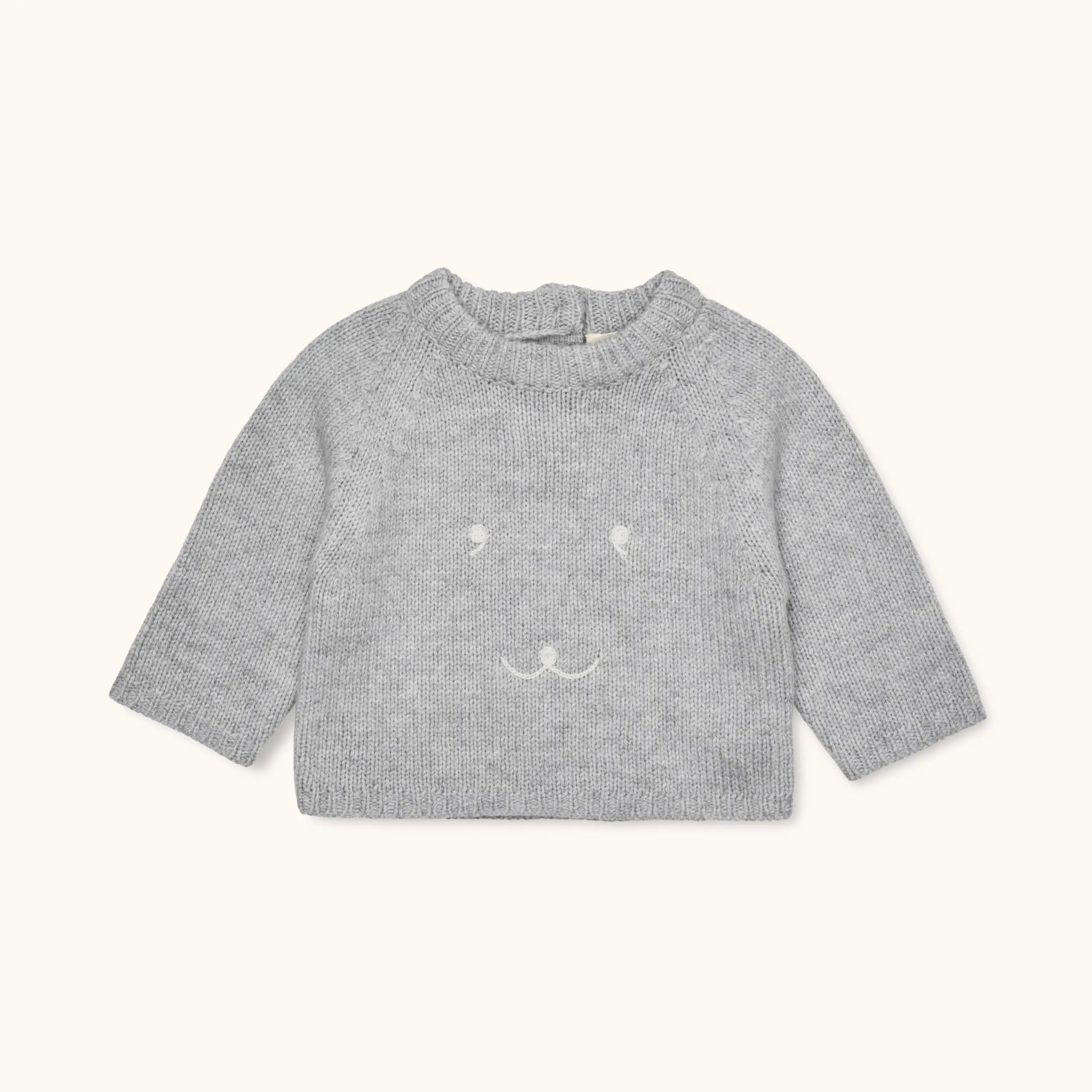 Lalaby Winnie jumper for babies in a grey baby wool, yak and cashnere blend