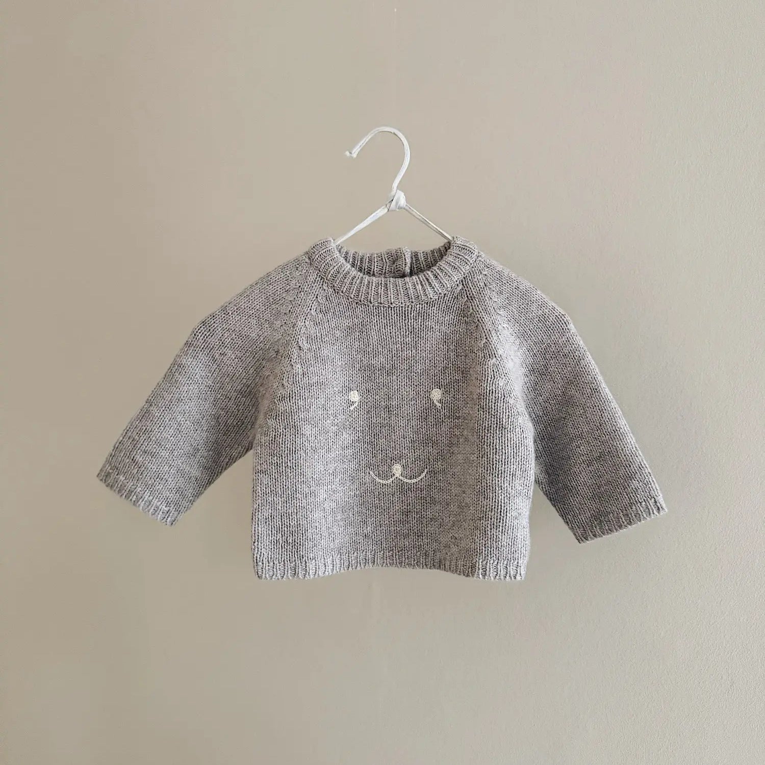 Lalaby Winnie jumper for babies in a grey baby wool, yak and cashnere blend
