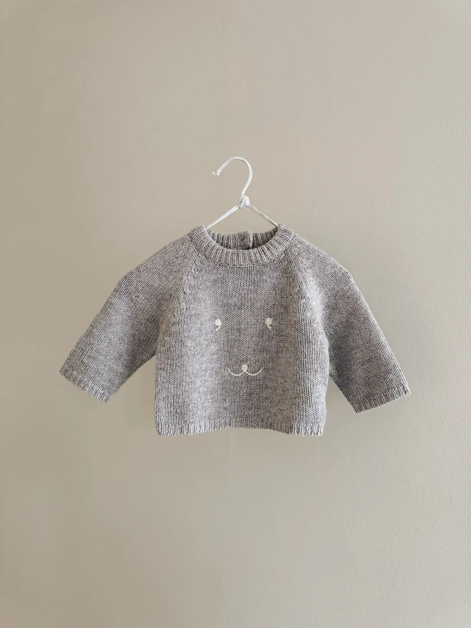 Lalaby Winnie jumper for babies in a grey baby wool, yak and cashnere blend