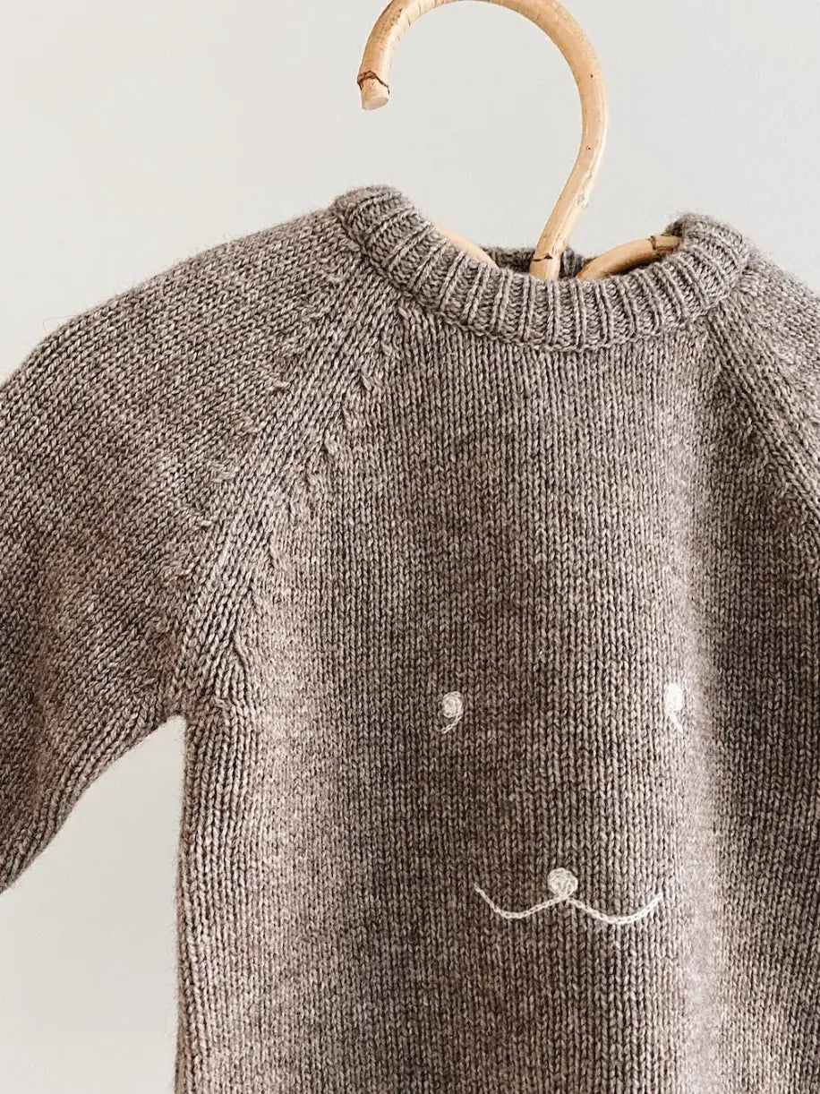 Lalaby Winnie jumper for babies in a millet brown baby wool, yak and cashmere blend 