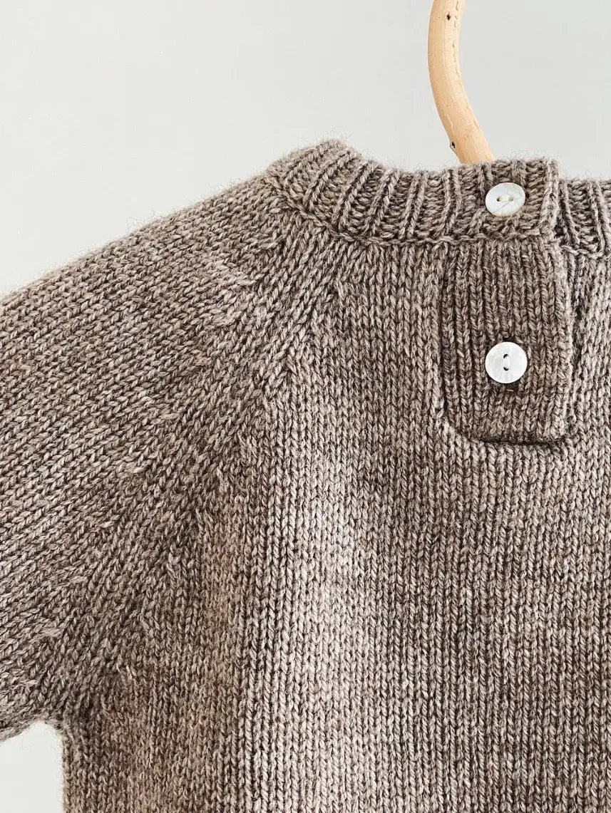 Lalaby Winnie jumper for babies in a millet brown baby wool, yak and cashmere blend 