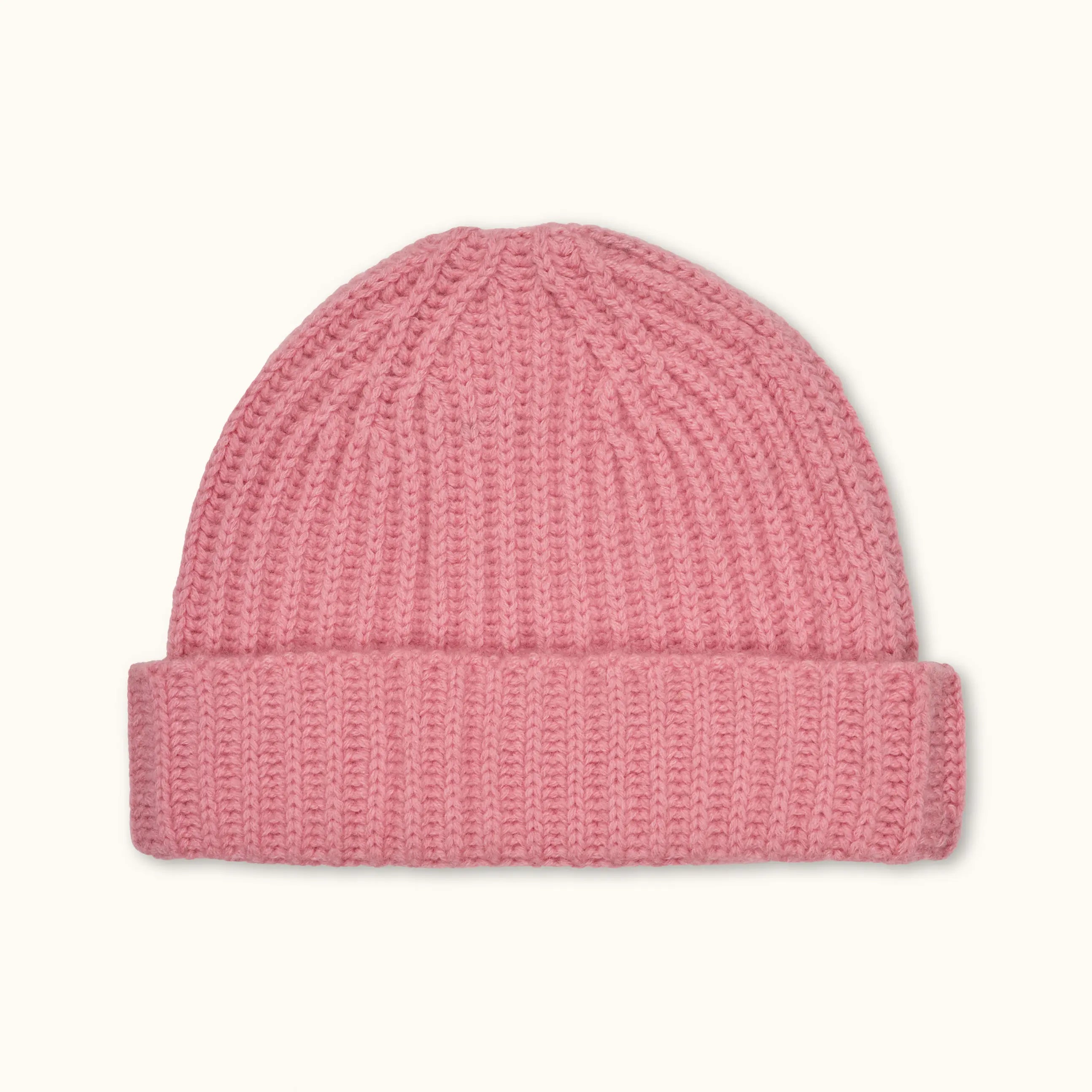 Lalaby Woody beanie for kids and adults in sorbet pink cashmere
