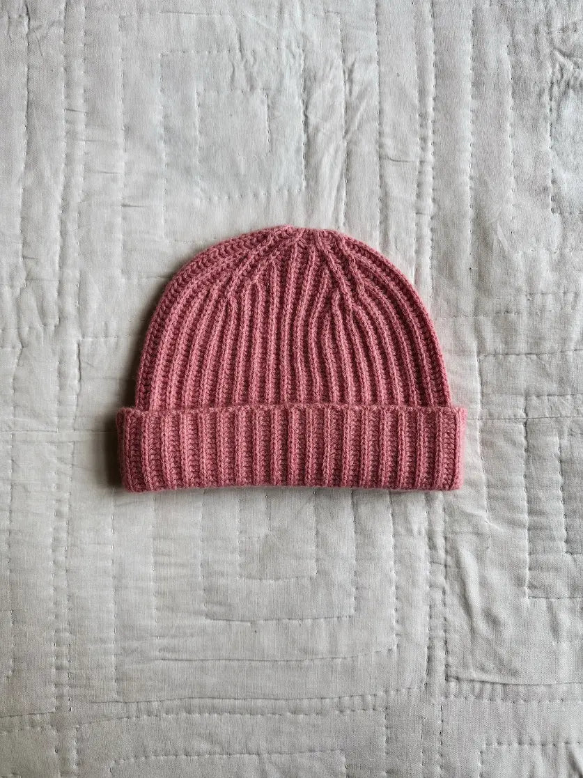 Lalaby Woody beanie for kids and adults in sorbet pink cashmere