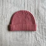 Lalaby Woody beanie for kids and adults in sorbet pink cashmere