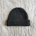 Lalaby Woody beanie for kids and adults in storm grey cashmere