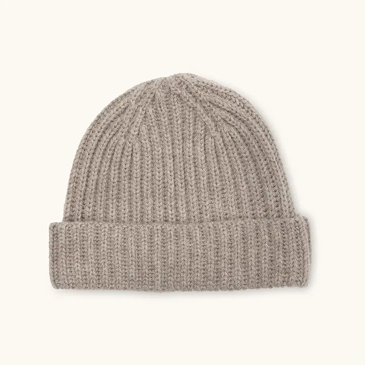Lalaby Woody beanie for kids and adults in toast brown cashmere