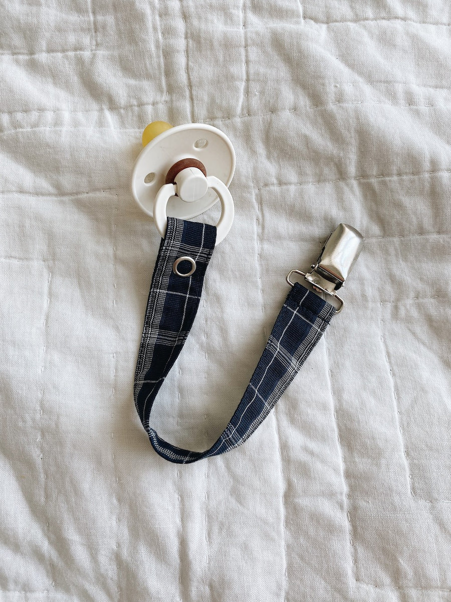 Pacifier Clip - blue check