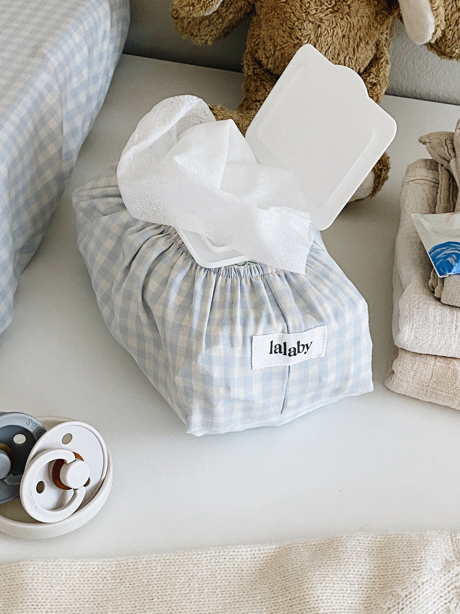 Wet wipe cover blue gingham