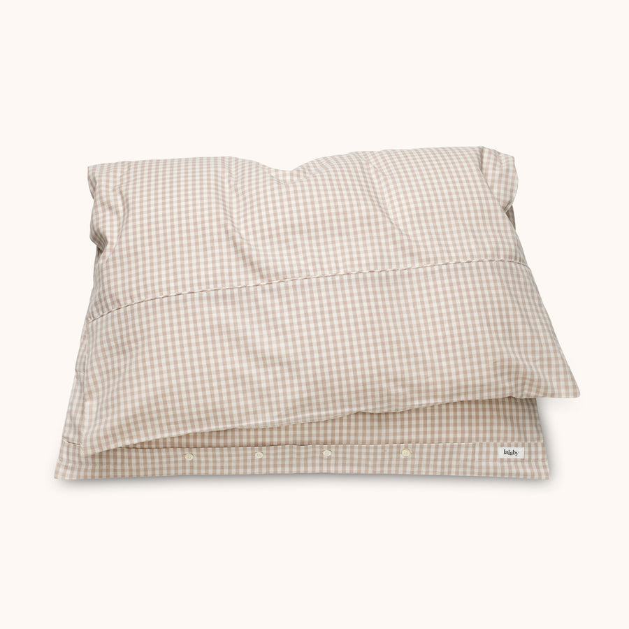 Classic baby bedding beige gingham - lalaby.com