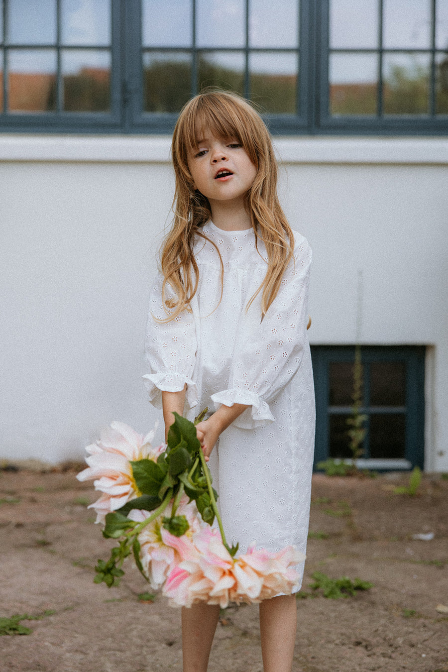Broderie anglaise flower girl dresses hot sale