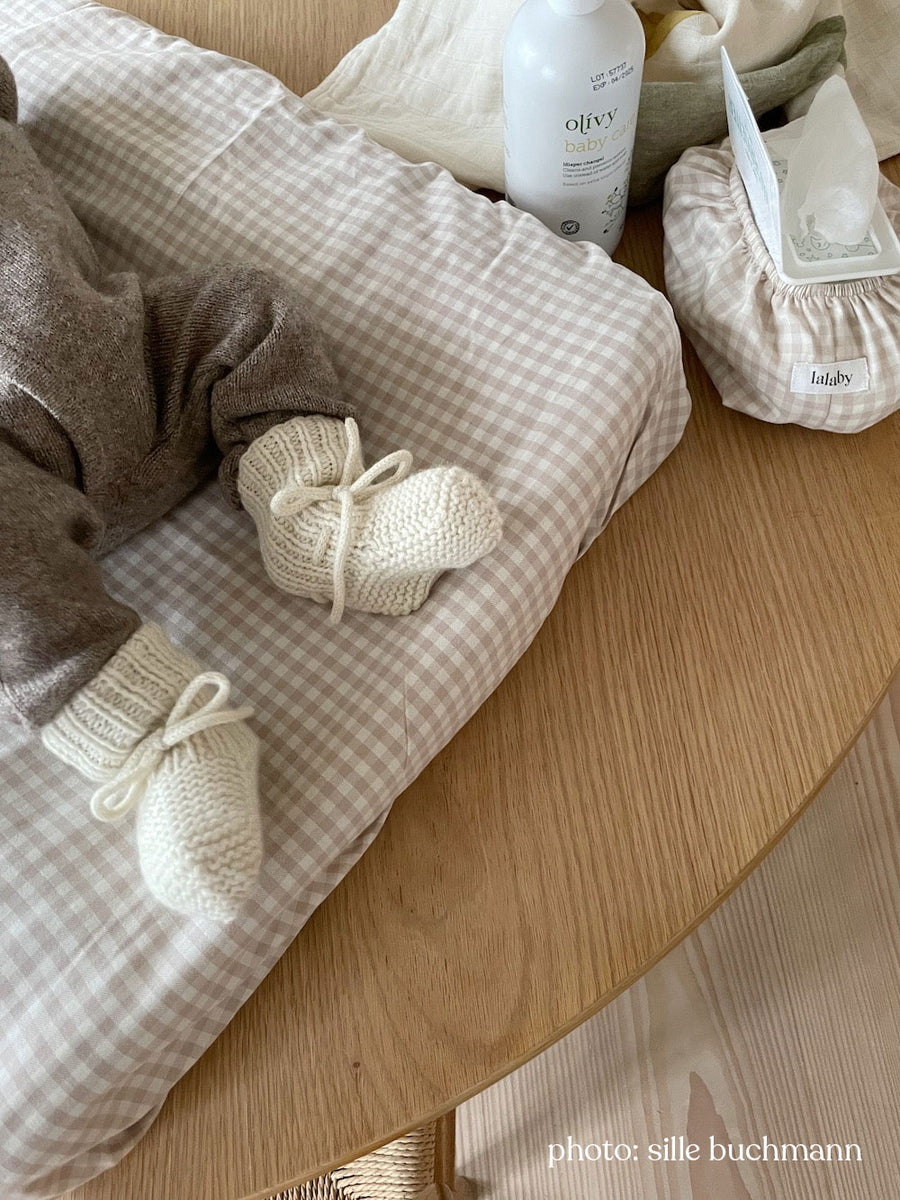 Pusleunderlag beige gingham